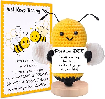 Pipihome Positive Bee Crochet Doll Gift Stocking Filler for Women Kids