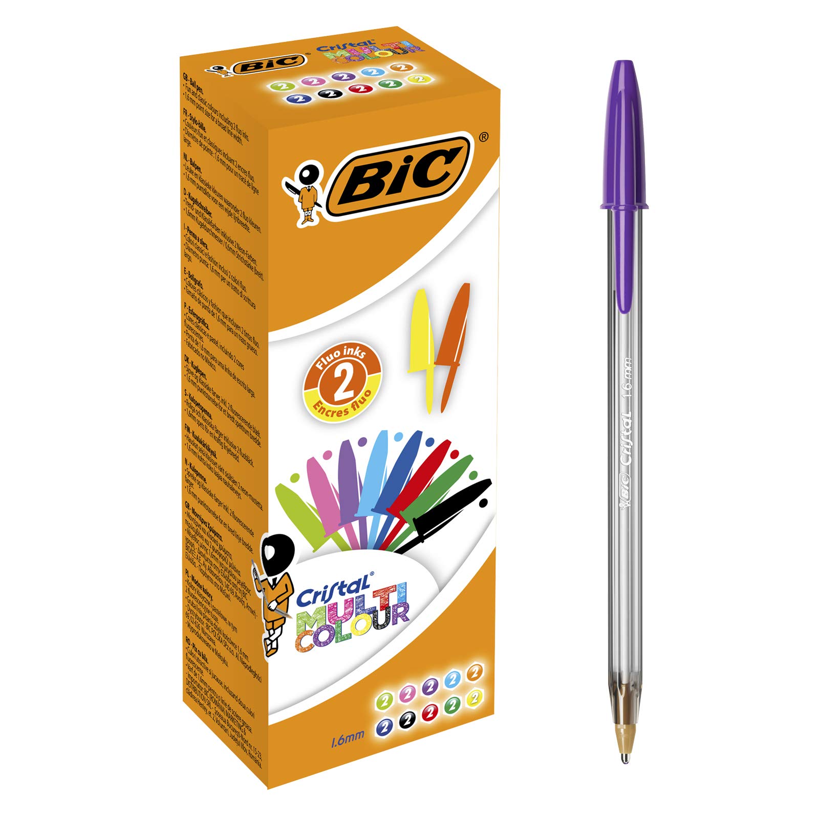BIC Crystal Multicoloured 926381 Ballpoint Pens non-retractable Classic Colours