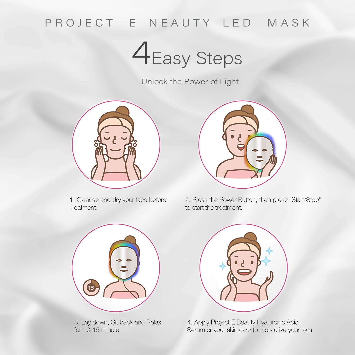 Led Face Mask with 7 Color Facial Skin Deall Mask Proven Light Therapy Acne Photon Mask (White) : Beauty