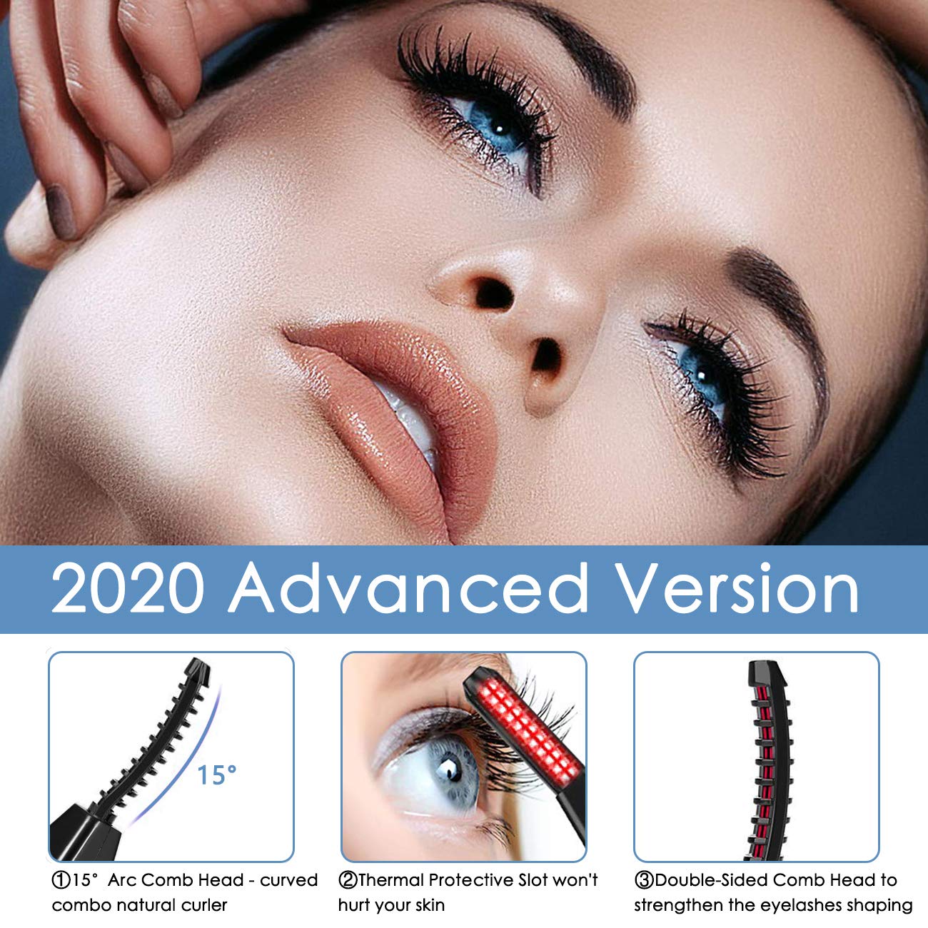 Heated Eyelash Curler, Demonlick Rechargeable Electric Eyelashes Curlers with Double-Sided Eyelash Brush, Quick Long-Lasting Mini Eye Lash Make-Up Tool for Girls Women Gift : Beauty