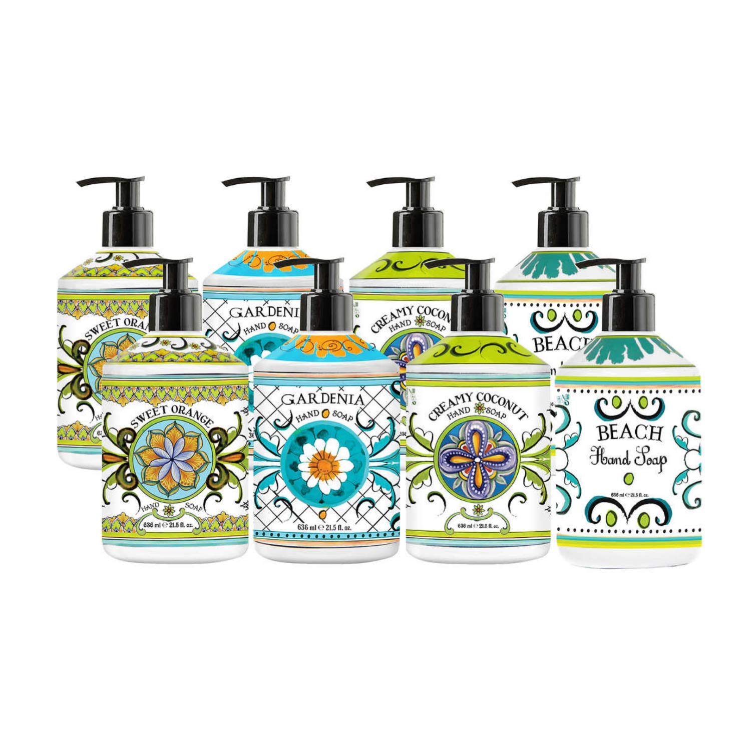 La Tasse Hand Soap, 4-pack Scents: (1) Sweet Orange, (1) Gardenia, (1) Creamy Coconut, (1) Beach, 21.5 FL OZ Each : Beauty