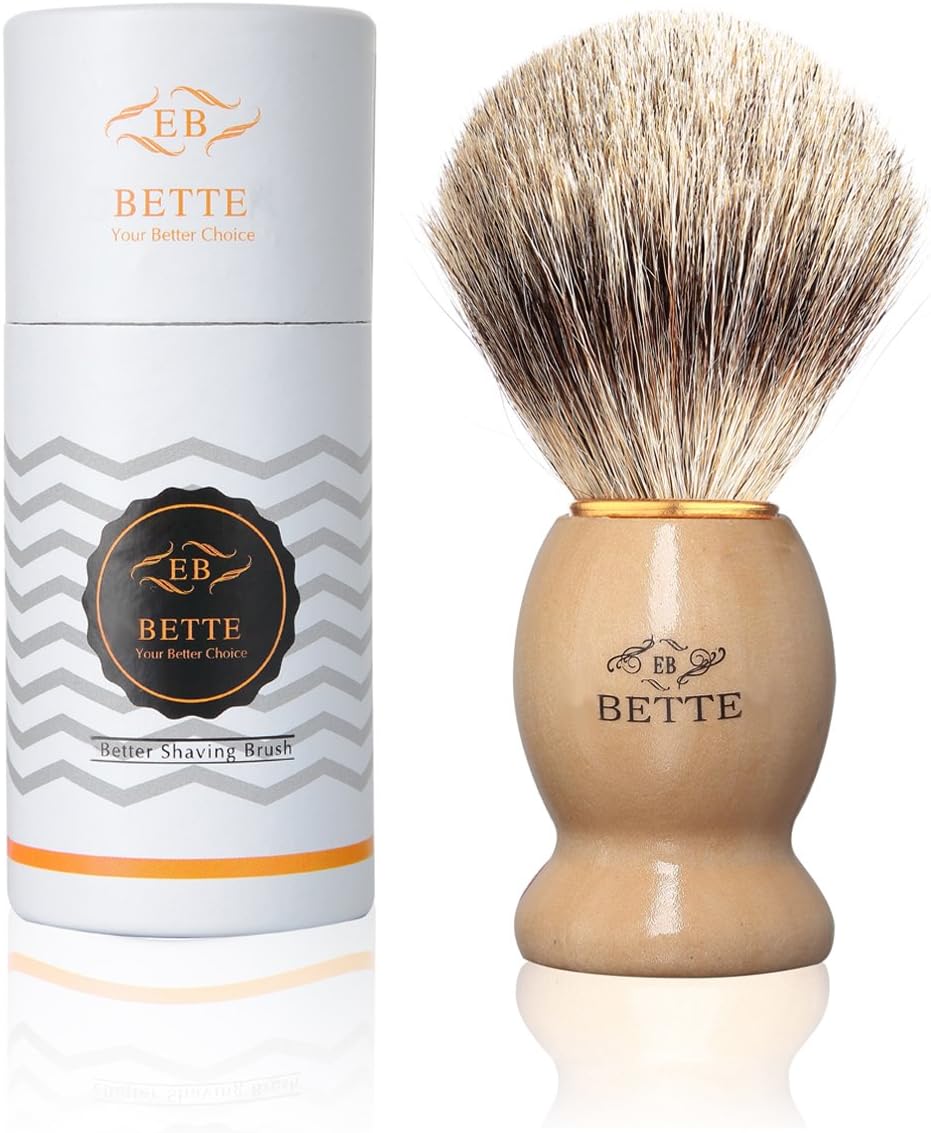 GoBetter GoBetter - 100% Authentic Pure Badger Hair Bristles Shaving Brush, Professional Men's Shaving Brush (Burlywood)