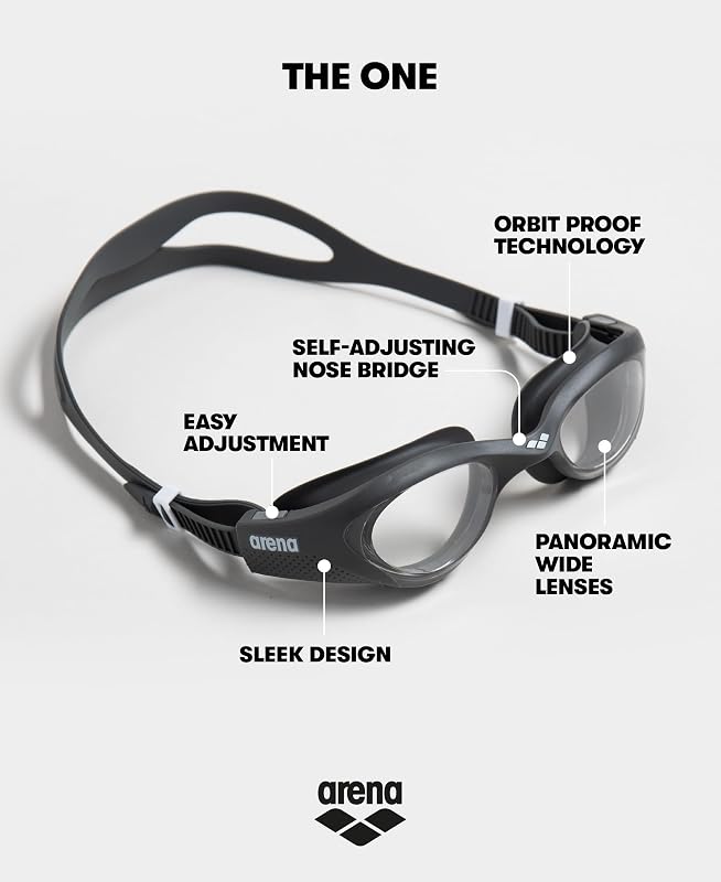 The One Occhialini Nuoto Unisex Adulto, Occhialini Piscina con Ampie Lenti, Protezione UV, Ponte Nasale Autoregolante, Guarnizioni Orbit-Proof, Lenti con Trattamento Anti-Appannamento — foto 2 di 8