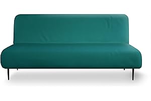 LANE LINEN Armless Futon Cover - Easy to Install Stretch Sofa Bed Slipcover, Soft Elastic Textured Full Size Cover, RV Couch Protector, Machine Washable - Teal