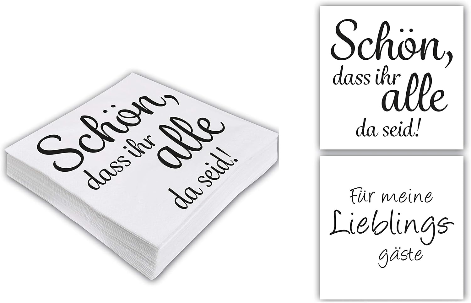 Cepewa Paper Napkins Although We are Together, 2pcs, White,Black, Mittel