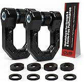 DV8 Offroad Flush Mount D-Ring Shackle Set (2 Pack) - Snag-Free 7/8" Pin & Rattle-Reducing Isolators, 72,000 lb Breaking Strength 3/4" Recovery Shackles, Black