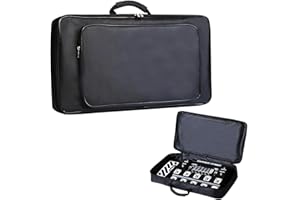 REMAGIC Guitar Effects Pedal Board Carry Bag, Guitar Portable Gig Bag Effects Pedal Case for Micro Controllers, Keyboards, and Multi-Effects Pedals, Carrying Bag Large Capacity Pocket Ideal for Guitar Lover