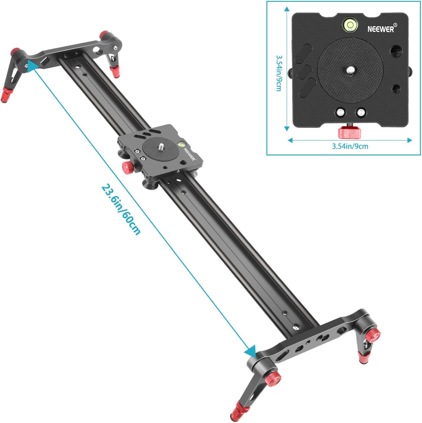 Neewer Aluminum Alloy Camera Track Slider Video Stabilizer Rail with 4 Bearings for DSLR Camera DV Video Camcorder Film Photography, Loads up to 17.5 pounds/8 kilograms (60cm) : Camera & Photo