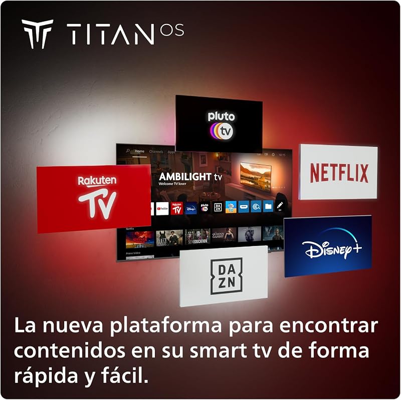 Ambilight 55PUS8109 Smart TV 4K LED - Pantalla de 55 Pulgadas con Plataforma Titan OS, Pixel Precise Ultra HD y Sonido Dolby Atmos, Funciona con Alexa y Asistente de Google - Cromo Satinado