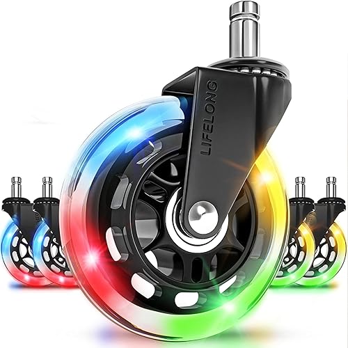 Lifelong Gaming Chair Wheels Replacement RGB Rubber Office Chair