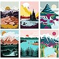 LWZAYS Paint by Number for Adults,Landscape Lake Mountain Paint by Numbers,without Frame DIY Oil Painting Acrylic Paints for Wall Art（6 Pack 8X12 Inch