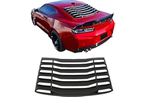 IKON MOTORSPORTS Rear Window Louver Compatible with 2016-2024 Chevy Camaro Coupe 2-Door, IKON Style ABS Matte Black Back Windshield Sun Shade Cover Vent