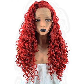 Amazon Com Anogol Hair Cap Kinky Curly Synthetic Hair Red Lace