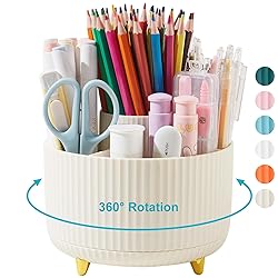 Lolocor Desk Pencil Pen Holder, 5 Slots 360 Degree