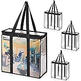 Facmogu 33 RPM Vinyl Record Storage Bag, Clear PVC Record Bags for Vinyl Holds Up to 108 Albums, LP Carrying Case Album Organizer with Two Way Zipper Closure - No Dust, Moisture, Scratche - 3 Pack