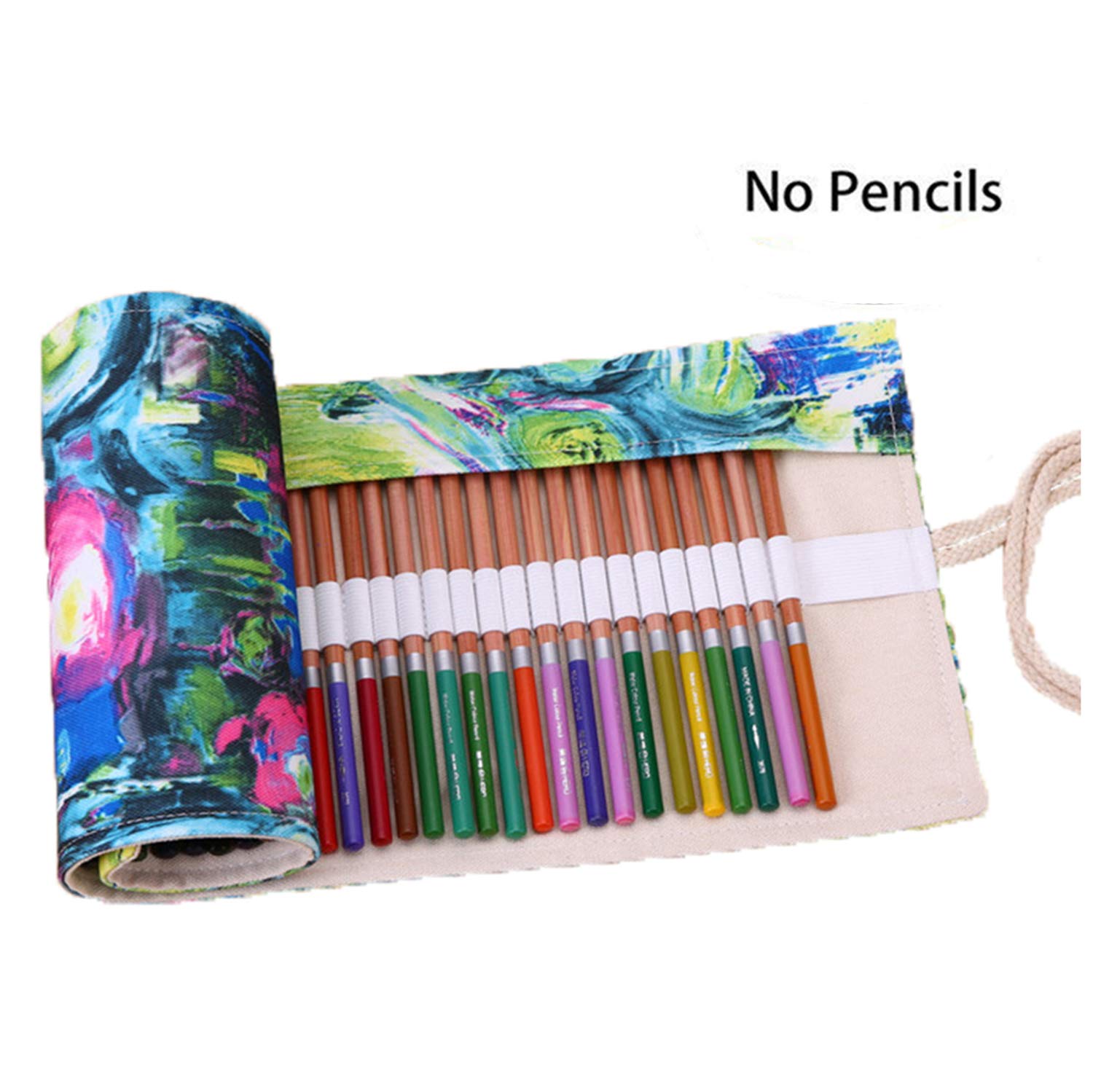 Kaariss Canvas Pencil Wrap, Travel Drawing Coloring Pencil Roll Organizer for Artist, Pencils