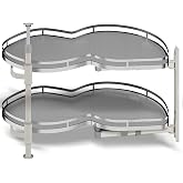 Blind Corner Cabinet Pull Out Organizer, Soft Close Swing Right Pull Out Cabinet Organizer 36inch, Corner Cabinet Lazy Susan for Corner Cabinet Blind Shelf, 2 Tiers Tray, Adjustable Height