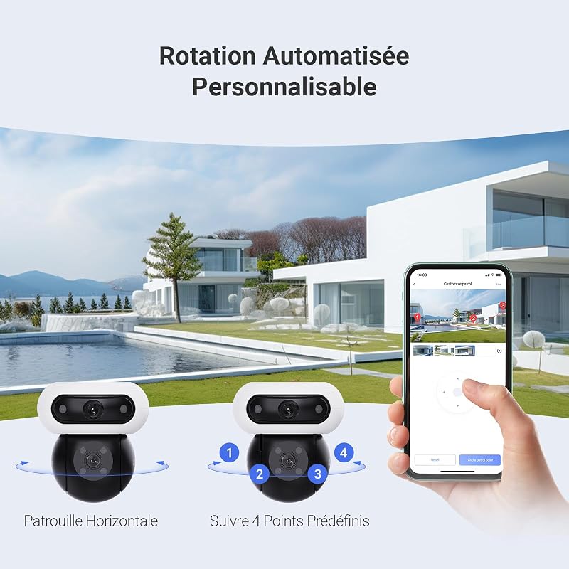 8MP(4MP+4MP) Caméra de Surveillance Extérieur à Double Objectif, C90
