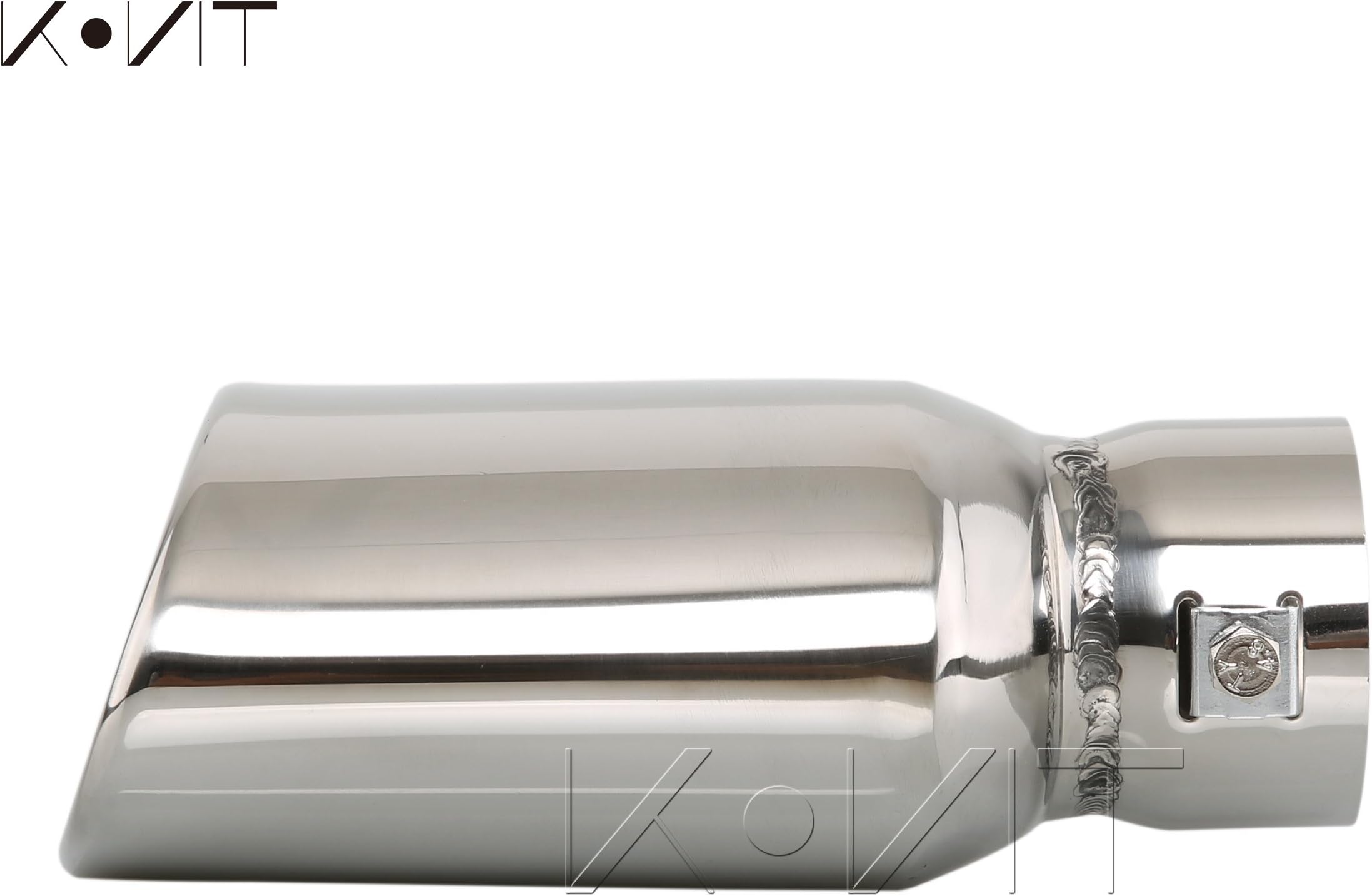 Kovit 2.5" Inlet 2.5X5" Outlet 7.5" Long Dual Wall Rolled Angle Cut Exhaust Tailpipe Tip