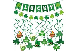 St Patricks Day Decorations Set, Lucky Banner Garlands Clover Hanging Swirls Irish Decor for Home Saint Patrick Party Supplie