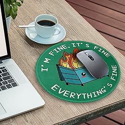 Funny Dumpster on Fire Round Mouse Pads for