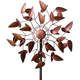 Wind Spinner Outdoor Garden Decor, Metal Leaf Yard Art | Dual Direction Rotation, Rust Resistant Finish