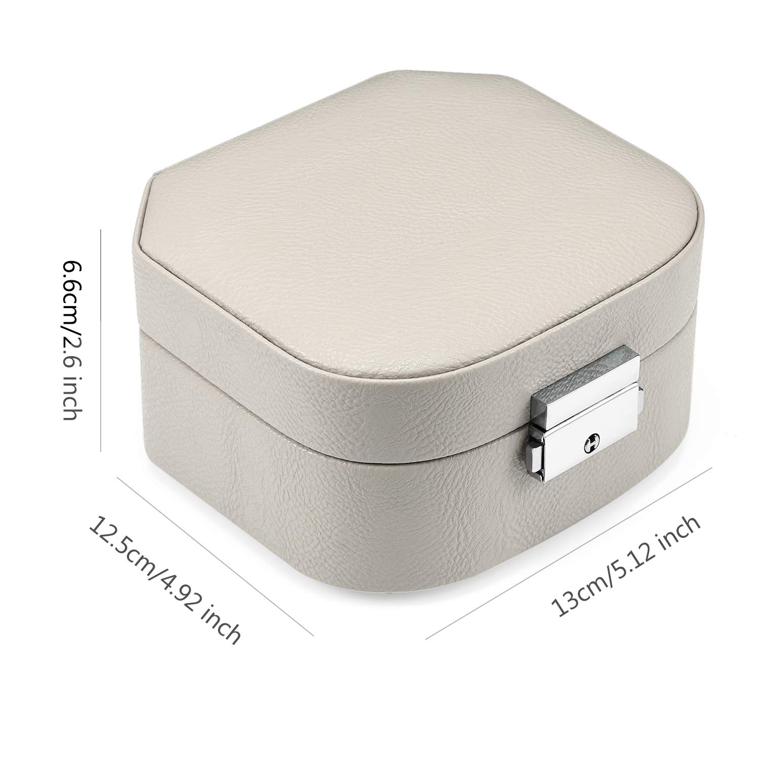 GBlife Jewellery Box, Jewel Box Organiser Display Case PU Leather Woman, Double Layers 5 Compartments, Storage Box Necklaces, Bracelets, Earrings, Hairpins, Cufflinks (Grey)