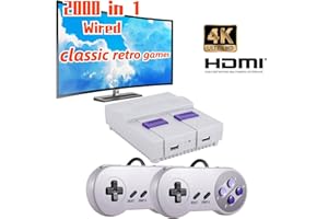 NUILHPN Super Classic Retro Game Console,Classic Mini Video Game Console Built in 2000+ Different Classic Games,4k HD Output and 2 Wired Controllers,Advanced Gaming Solution.