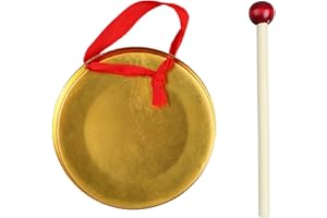 Portable Mini Hand Gong,Opera Gong with Round Play Hammer Drumstick (Gold)