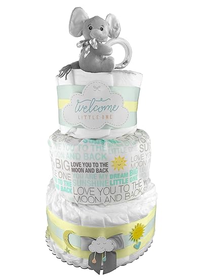 Amazon Com Love You To The Moon And Back Elephant 3 Tier Diaper Amazon Com Love You To The Moon And Back Elephant 3 Tier Diaper