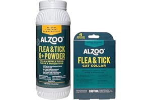 ALZOO Flea & Tick Cat Collar and Flea & Tick G+ Powder, 100% Plant-Based Active Ingredients