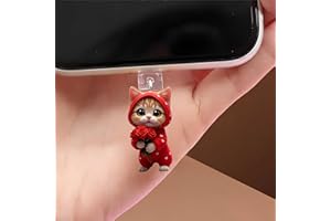 Cute Ginger Cat Dust Plug Acrylic Charms for electronic products,Type-C Charging Port Dust Plugs Pendant Compatible with E-Re