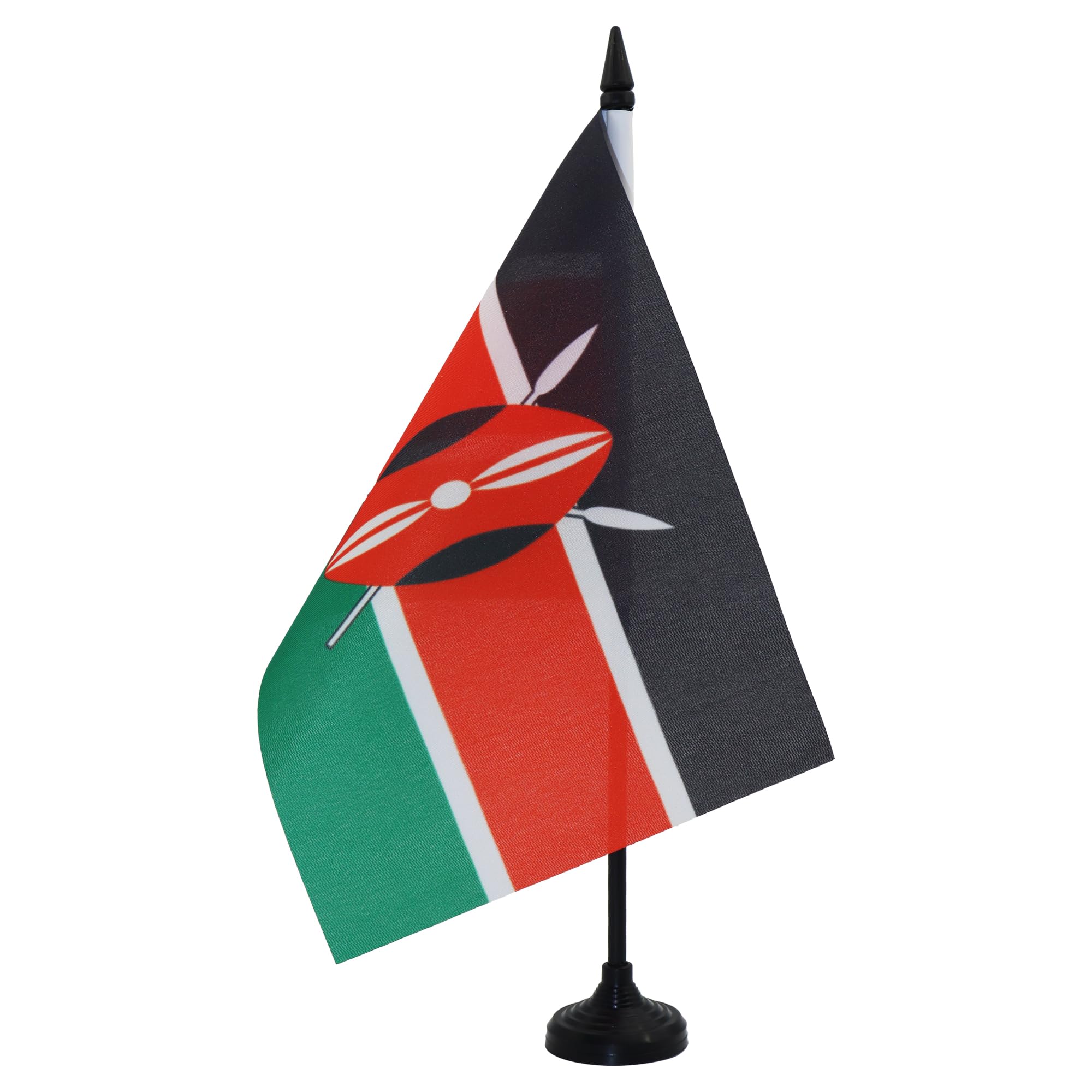 AZ FLAG Kenya Table Flag 5'' x 8'' - Kenyan Office Decoration 100% Polyester 21 x 14 cm - Mini Desk Flag with Pole and Black Plastic Base