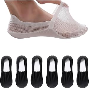 Invisible Breathable Anti-Slip Socks for Men, Ultra Thin No Show Socks, Non Slip Mesh Liner Socks Low Cut Ankle Socks
