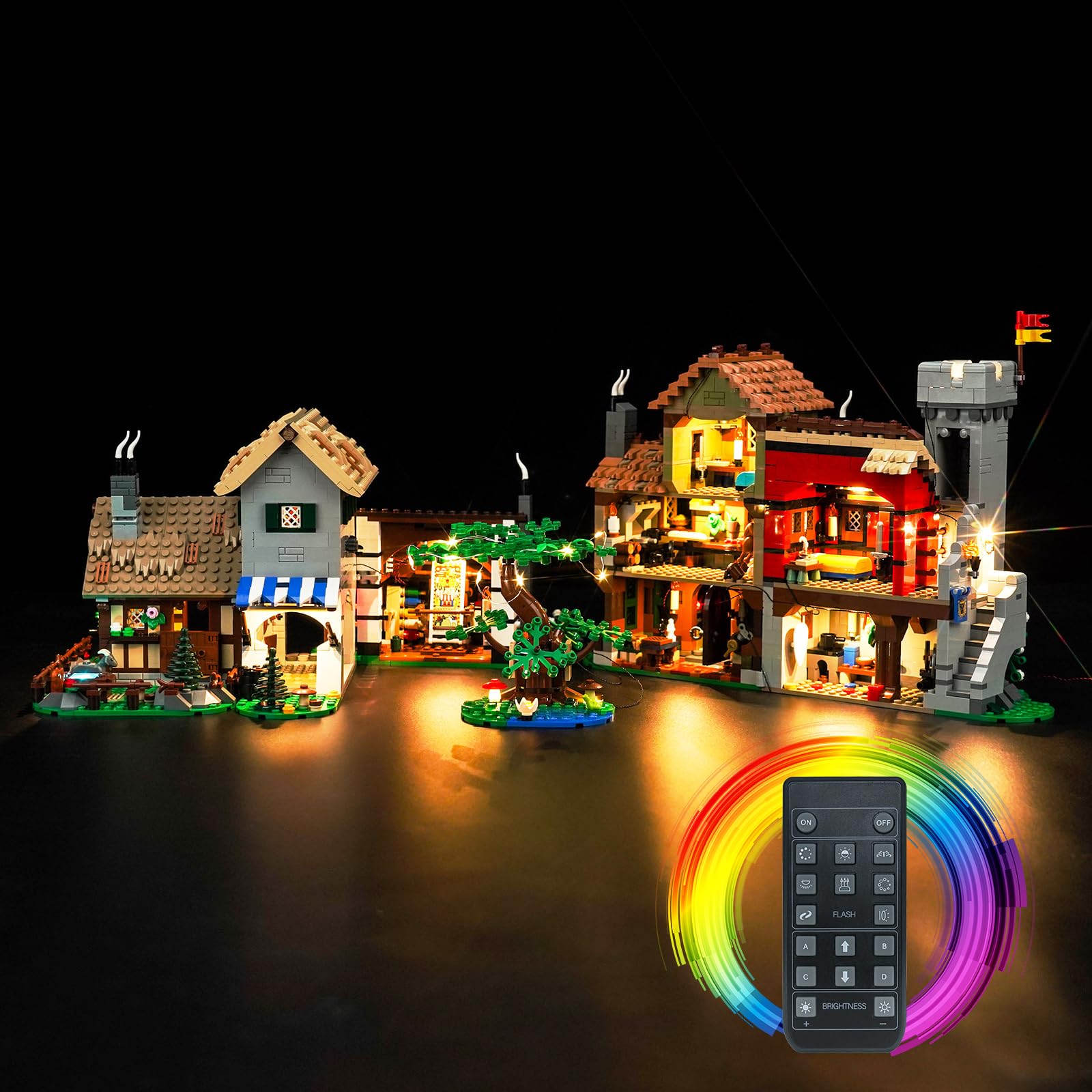 BrickBling Remote Control Light Kit for Medieval Town Square — image 1