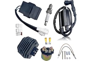 QINLANAP Ignition Coil Kit for Kawasaki Bayou 300 KLF300 1989-2004 KLF300B 1988-2004 Bayou 300 KLF300C with CDI Box Voltage Regulator Rectifier Starter Solenoid Relay Spark Plug