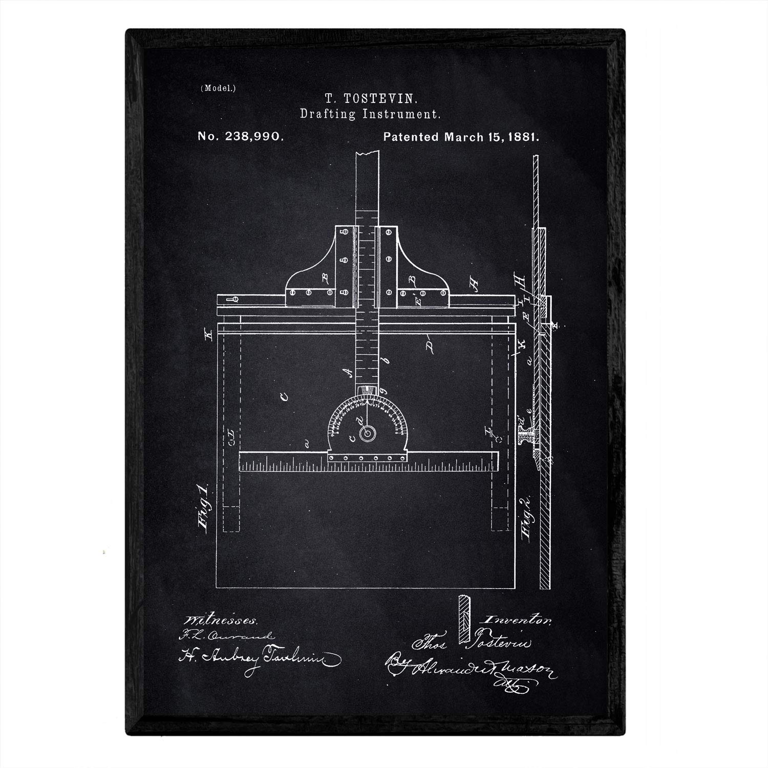 Nacnic Poster patent Calibrator. Sheet with old design patent A3 size with black background