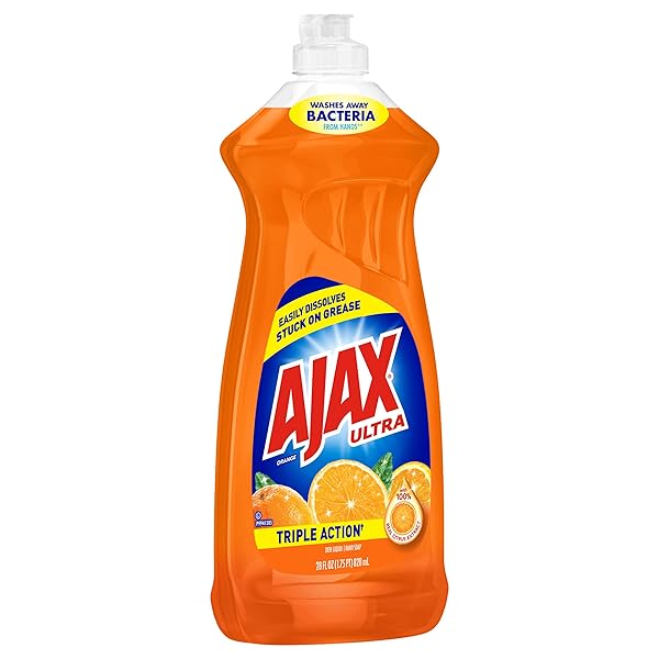 AJAX TRIPLE ACTION DISH LIQUID – ORANGE, 28 FLUID OUNCES