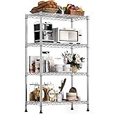 M MZG 1000 lbs Storage Shelving 4-Tier Utility Shelving Unit Steel Organizer Wire Rack for Home,Kitchen,Office,Chrome (13.7" D x 23.6" W x 53.4" H)