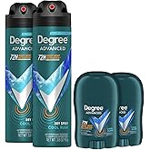 Degree Men’s Deodorant Antiperspirant Bundle – 72H Advanced Protection Dry Sprays + 72H Mini Deodorant Sticks, Cool Rush Scent (4 Piece Set)