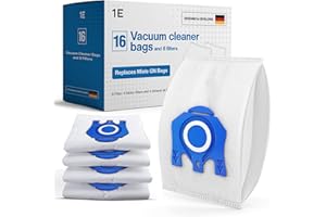 1E 16 Type G/N Vacuum Cleaner Bags for Miele Vacuum Cleaners [Replaces 10123210 AirClean 3D Efficiency Type GN] – Fits Classic C1, Complete C2 & C3, S8340, S8000, S6000 & S5000 Series + 8 Filters