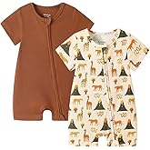Bafeicao Baby 2 Pack Bamboo Viscose Sleeper Romper Soft Ribbed Short Sleeve 2 Way Zipper Summer Pajamas Clothes