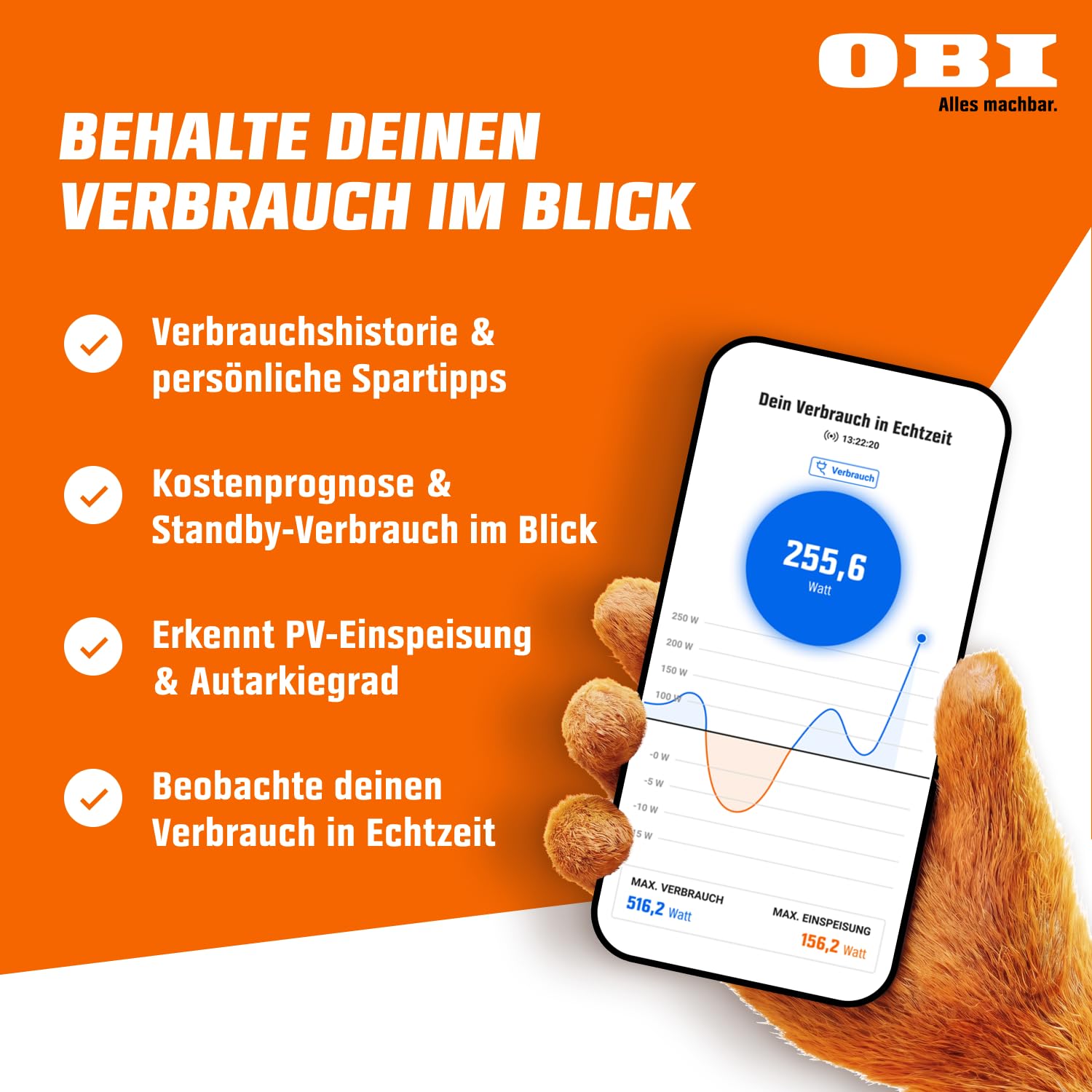 OBI ENERGY TRACKER - Smarter Stromzähler Ausleser | Strommessgerät & Stromverbrauchsmesser mit App | Energiemessgerät 4
