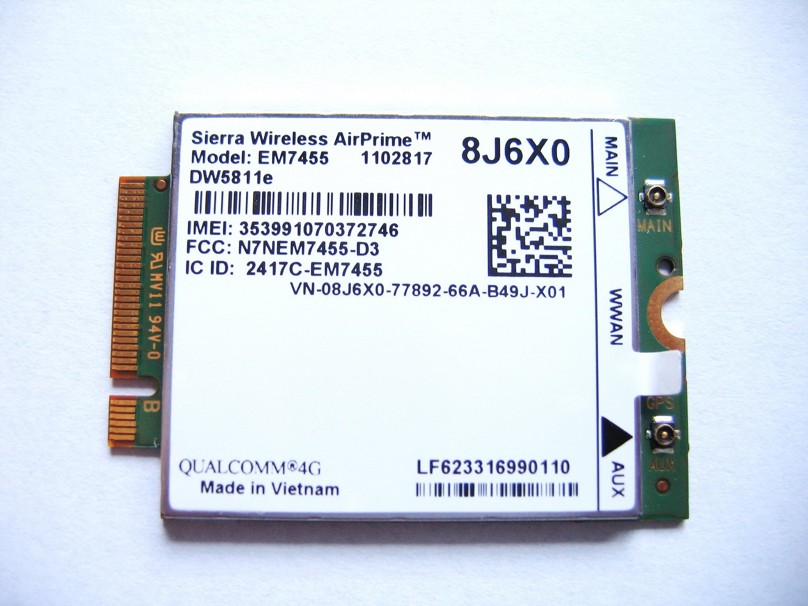 Sierra Airprime EM7455 DW5811E M.2 Mobile Broadband 4G LTE WWAN Dell