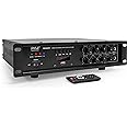 Pyle Bluetooth Home PA Mixing Amplifier - 500W Home Audio Rack Mount Stereo Power Amplifier Receiver w/FM Radio, Digital LED Display, USB/AUX/Mic, Optical/Coaxial, AC-3, 70V/100V Output - PMX3500PH