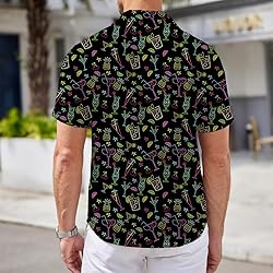 Black Neon Nightcap Mens Funny Hawaiian Shirts 3D