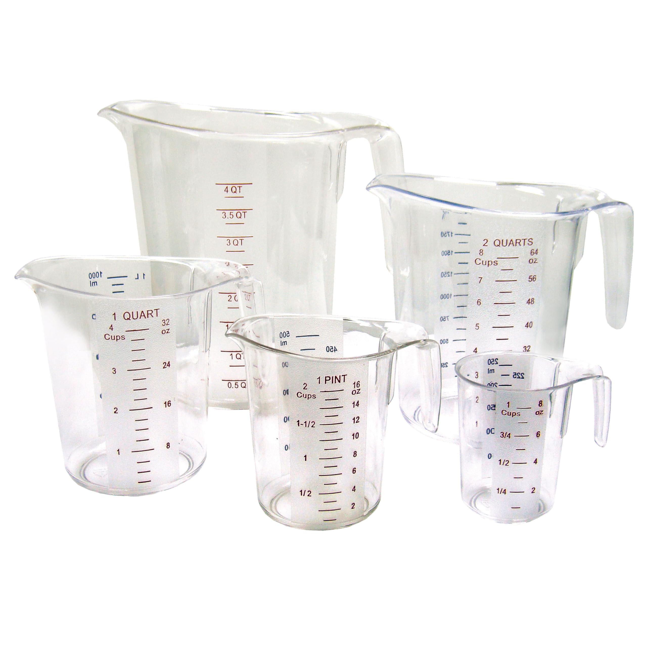 Winco 5-Piece Measuring Cup Set, Polycarbonate, Clear Image Winco 5-Piece Measuring Cup Set, Polycarbonate, Clear Image