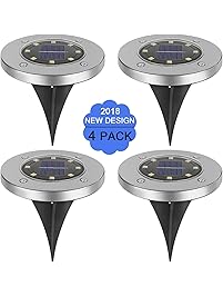 XIANCAIDAN Solar Ground Lights, 4Pcs Underground Sensing Landscape Lights, 8LED Waterproof Solar Powered Disk Flood Lights lamp for Pathway Outdoor in-Ground Lawn Yard Driveway Patio Walkway Garden