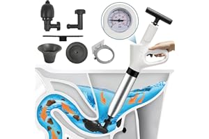 FRIOCASA Toilet Plunger, High-Pressure Toilet Snake Air Drain Blaster with Real-Time Barometer Plunger Toilet Clog Remover Plunge Blaster Toilet Unclogger for Bathroom, Sink,Kitchen Clogged（White）