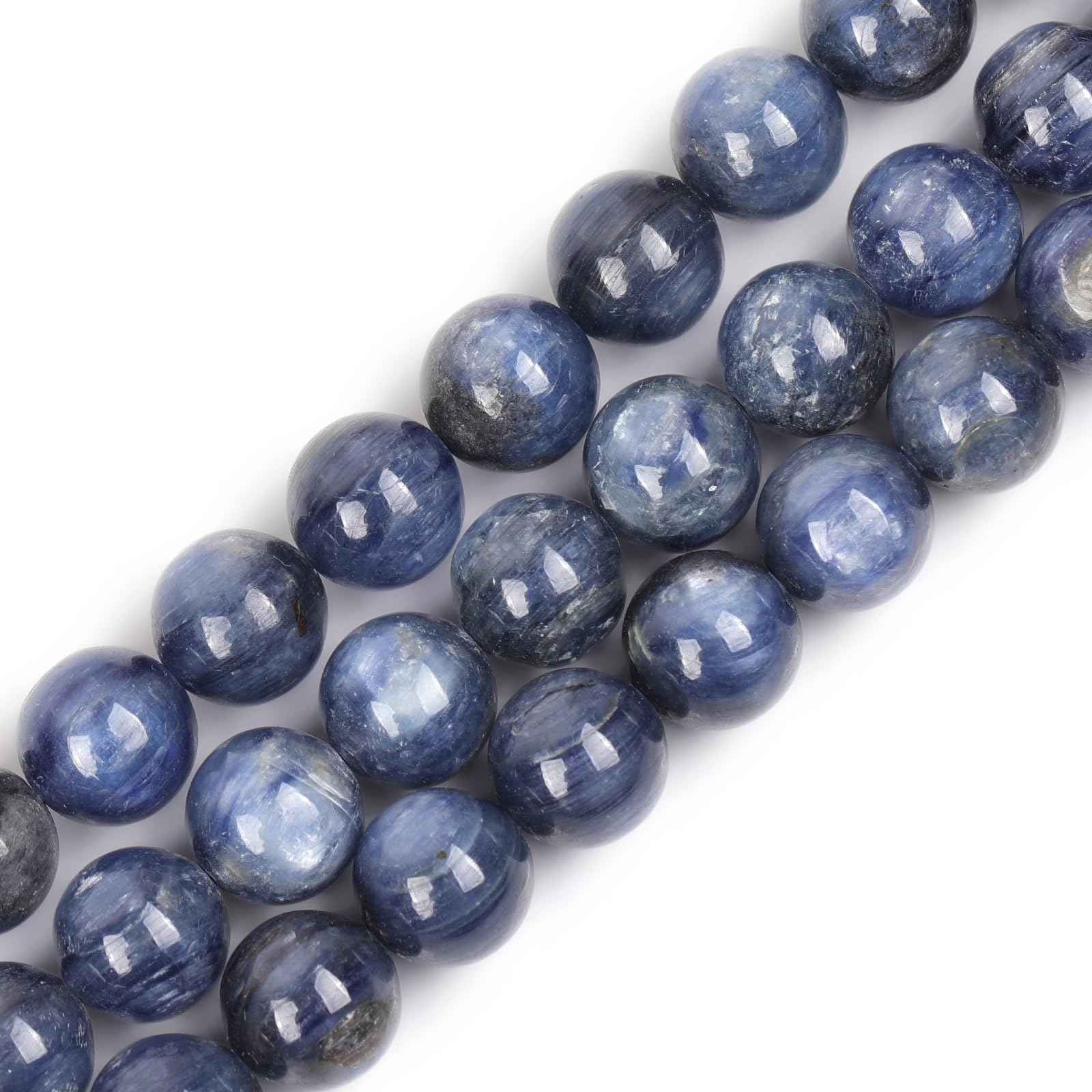 GEM-Inside Natural 12mm Blue Kyanite Round Gemstone Semi Precious Loose Beads for Jewellery Making 15''